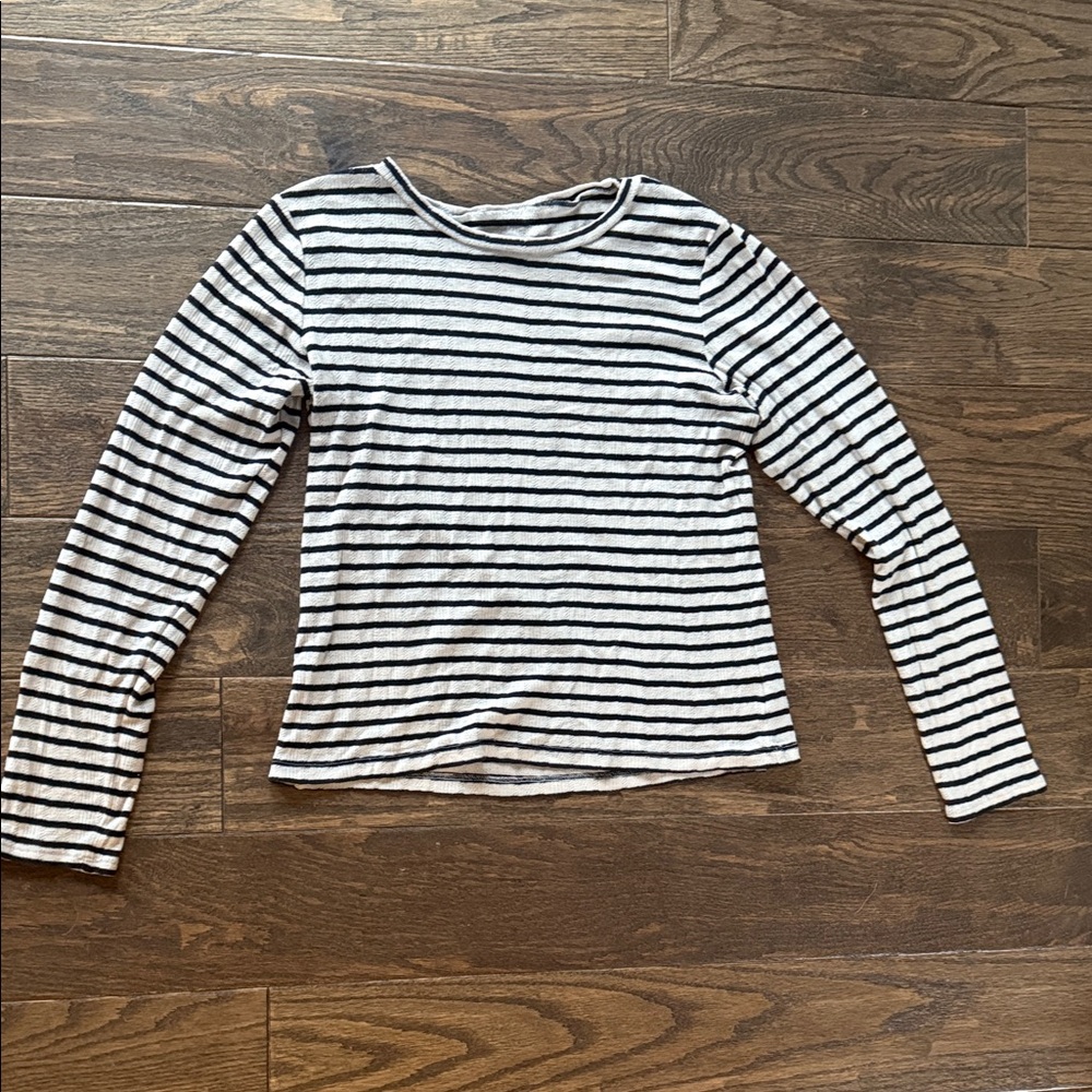 American Eagle Outfitters Navy and White Striped Long Sleeve Top